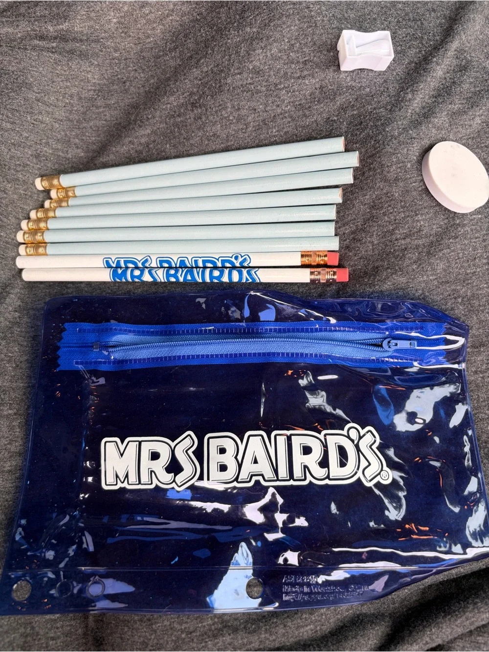 MRS BAIRD'S Clear Navy Vinyl Pouch with Logo